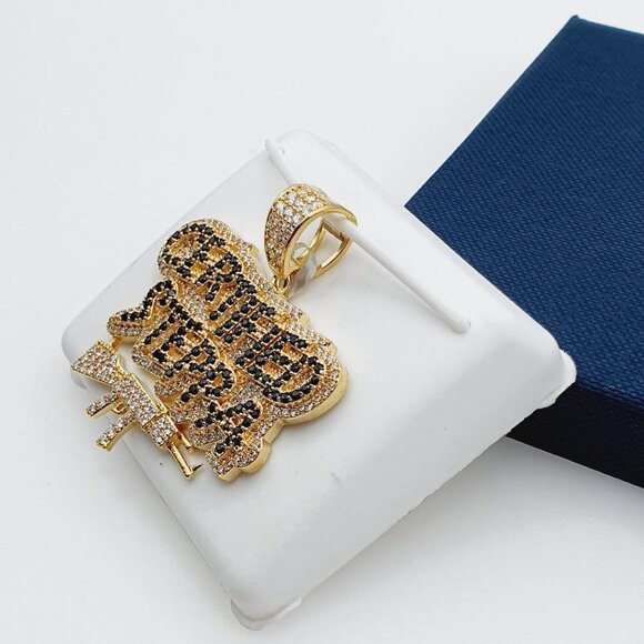 14K Gold Plated Cubic Zircon Pendant, EVBRS541 - Picture 6 of 11